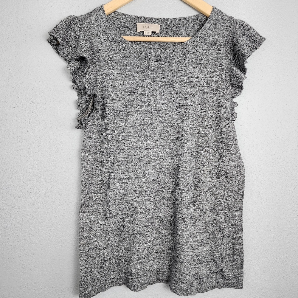 LOFT knit top with ruffles, small